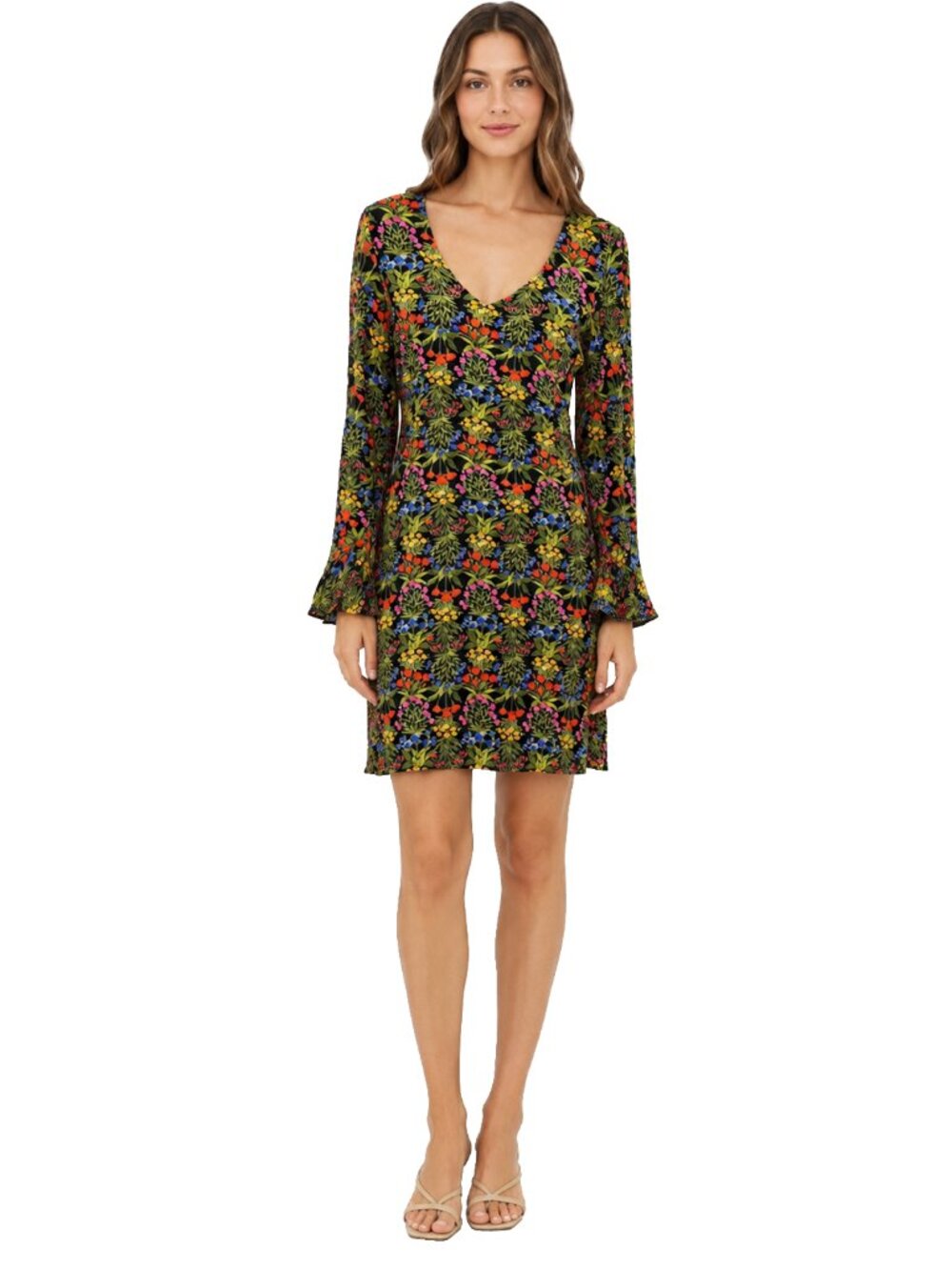 Old Navy Y2K Floral Mini Dress Size 12 Drop Waist Boho Cottagecore V Neck